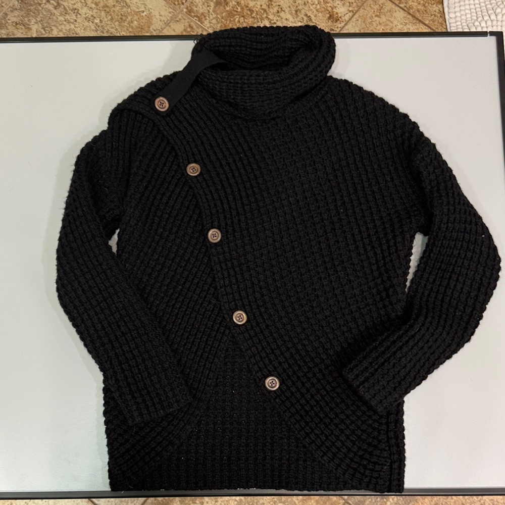 Girls Black Sweater with Button Detail